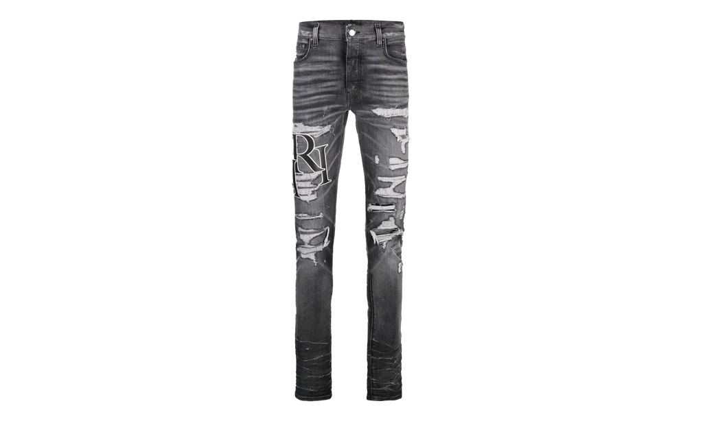 Embroidered Staggered Logo Jeans "Storm Grey Black White" AW23MDS008 516