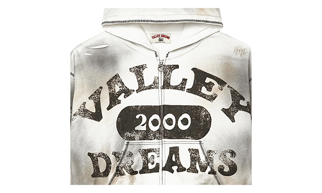 Spiral Zip Up Hoodie "Dark White" 11451 10004VFSZUH DARK