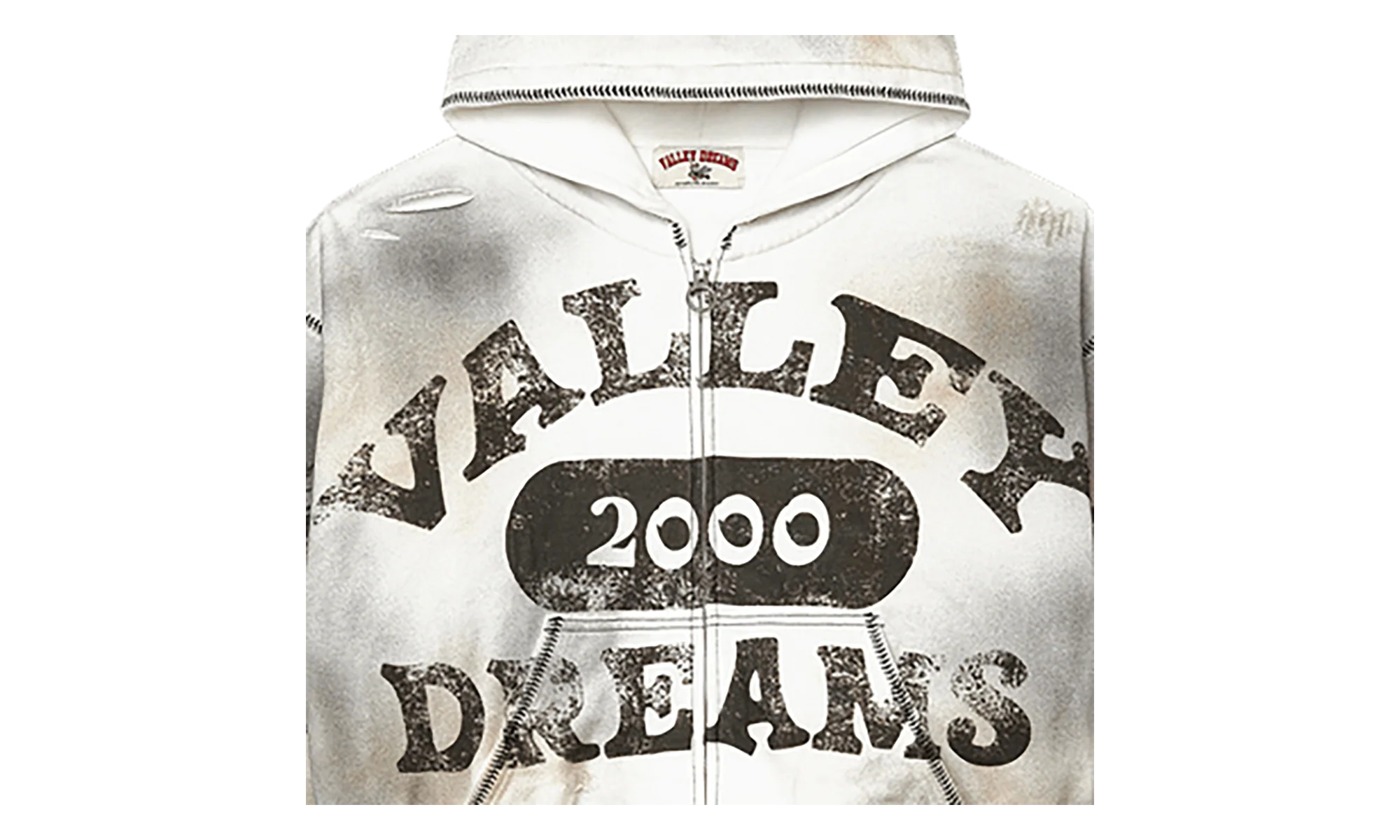 Spiral Zip Up Hoodie "Dark White" 11451 10004VFSZUH DARK