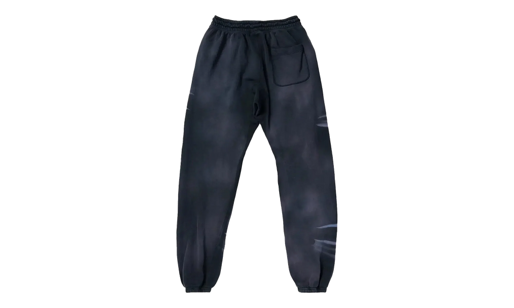 Airbrushed Skull Flare Bottom Sweat Pants "Midnight Dye Black" HSR196