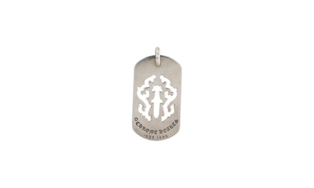 CUT OUT DAGGER DOG TAG & Ball Chain "Silver" CHRM0663