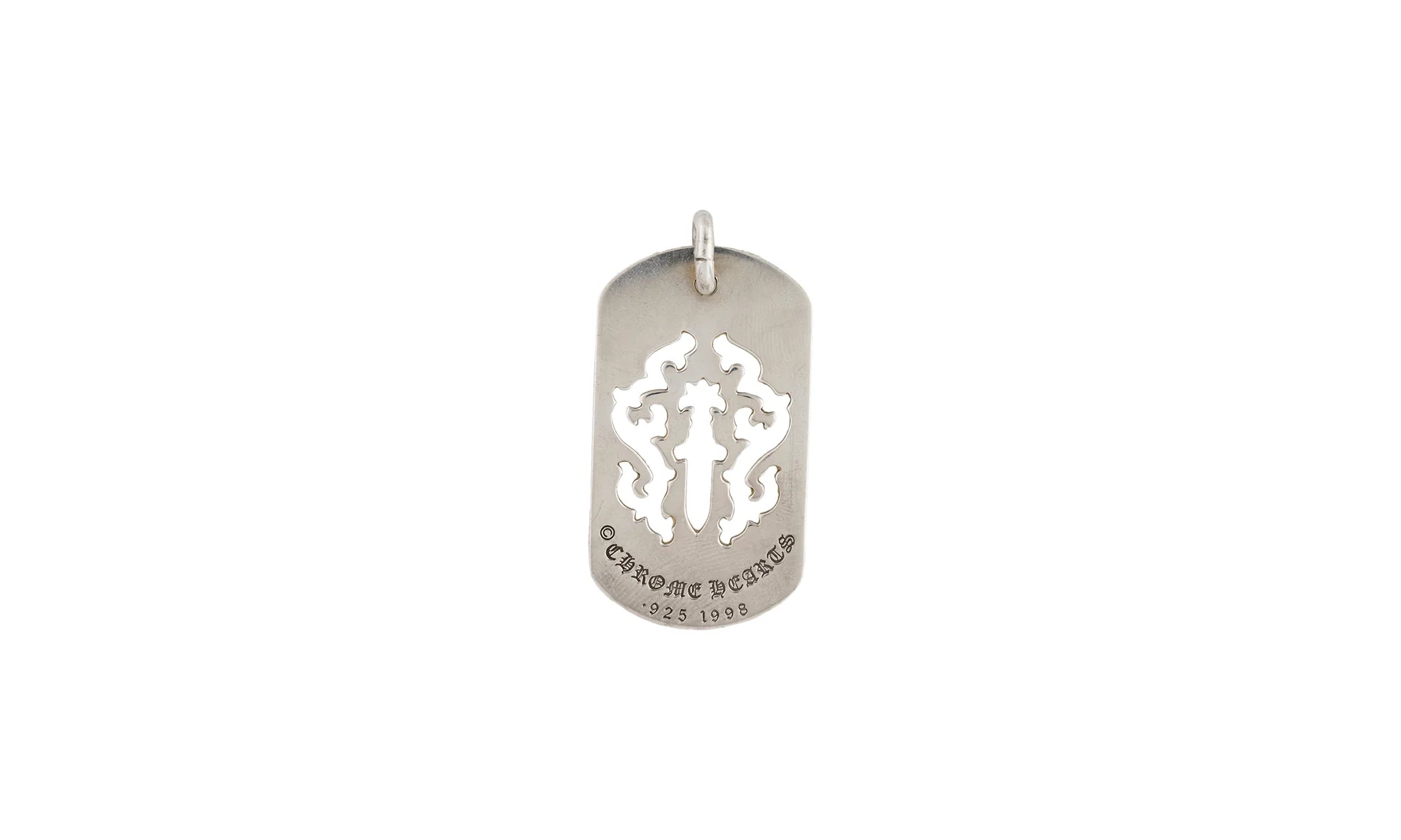 CUT OUT DAGGER DOG TAG & Ball Chain "Silver" CHRM0663