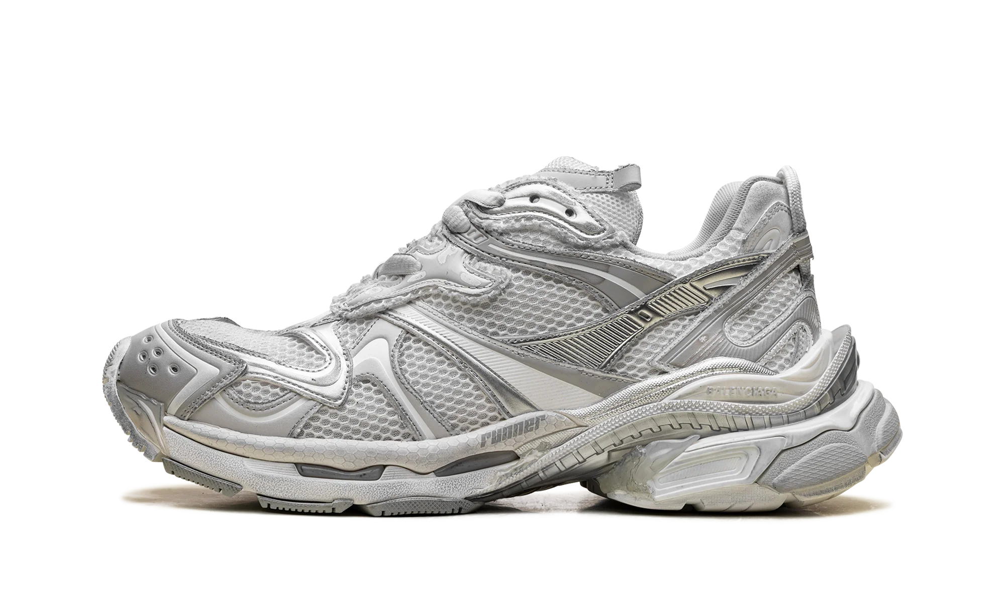 Runner Sneaker "Worn-Out - White Silver" 779066 W3RXP 9110