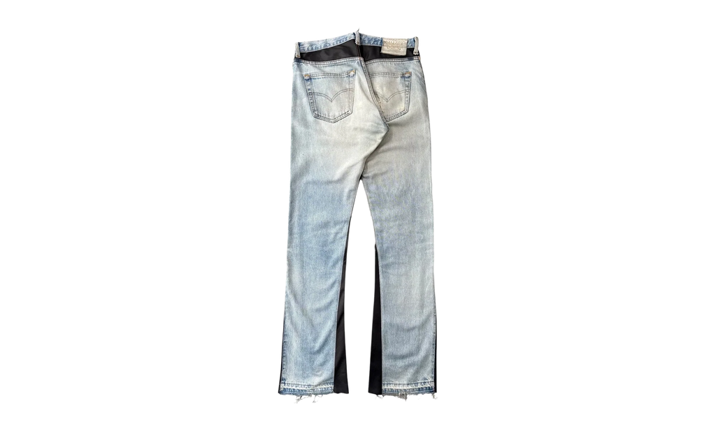 Bronco Leather Flare G Patch Jeans "Indigo Black" GD107