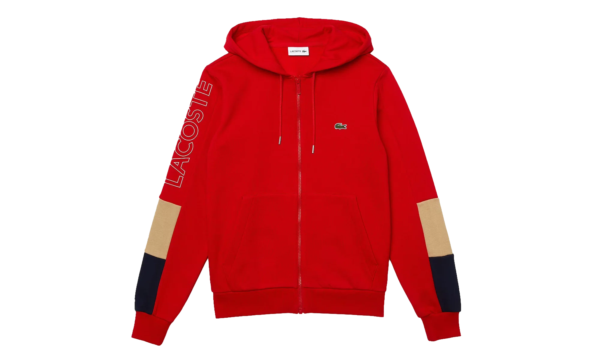 Fleece Zip-Up Hoodie "Red / Beige / Navy" SH6885 51 1FU