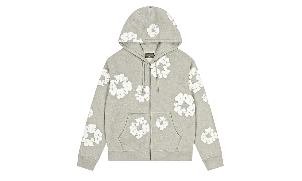 Cotton Wreath Zip Up Hooded Sweatshirt "Grey" DT373