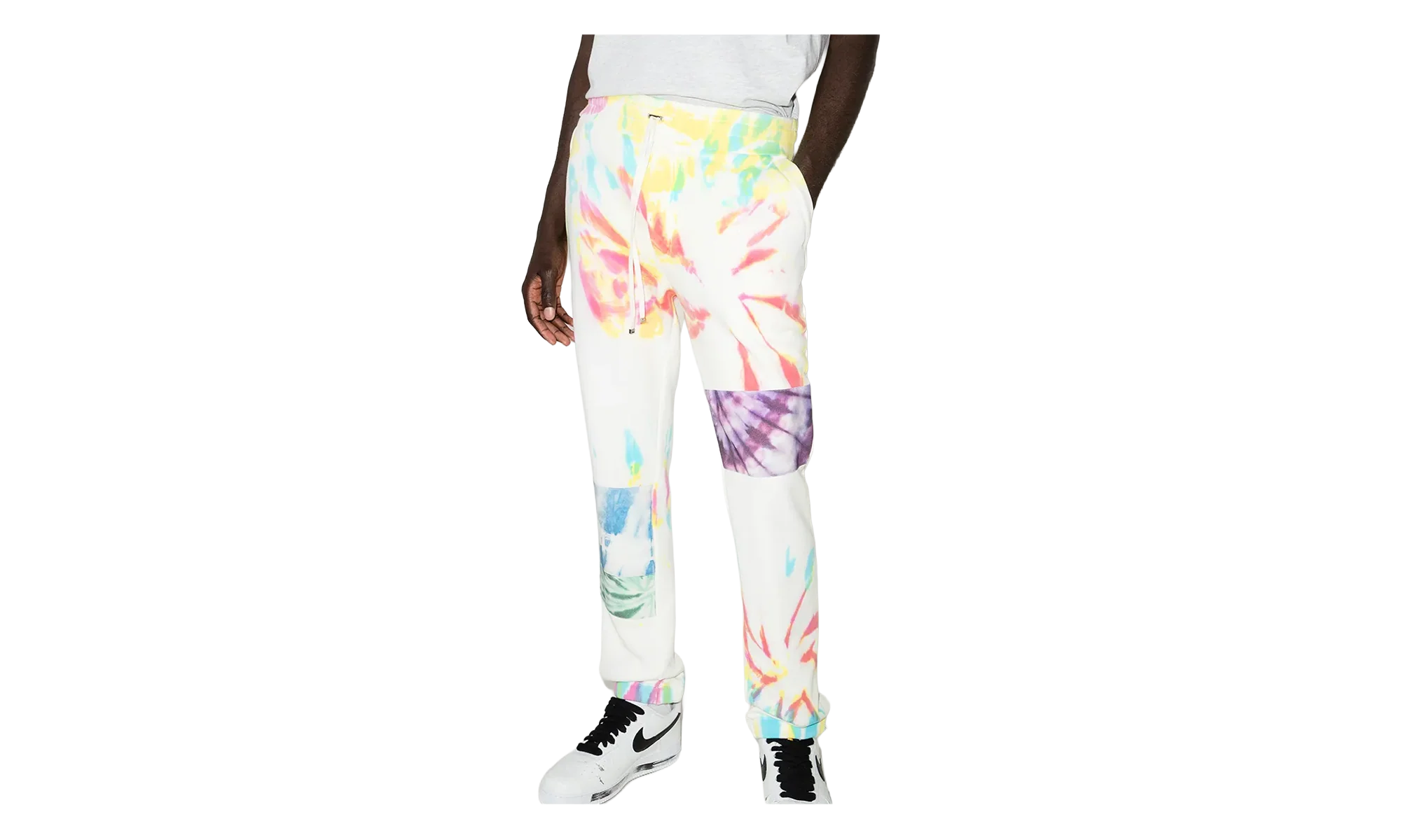 Tie Dye Art Patch Sweatpants "White Multi" MJSP011900