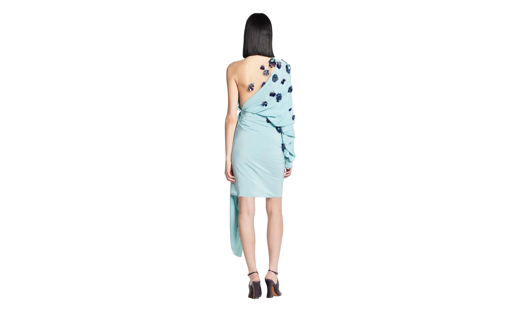 DRAPED EMBROIDERED DRESS "MENTHE" RW DR9022 4778 E22 421