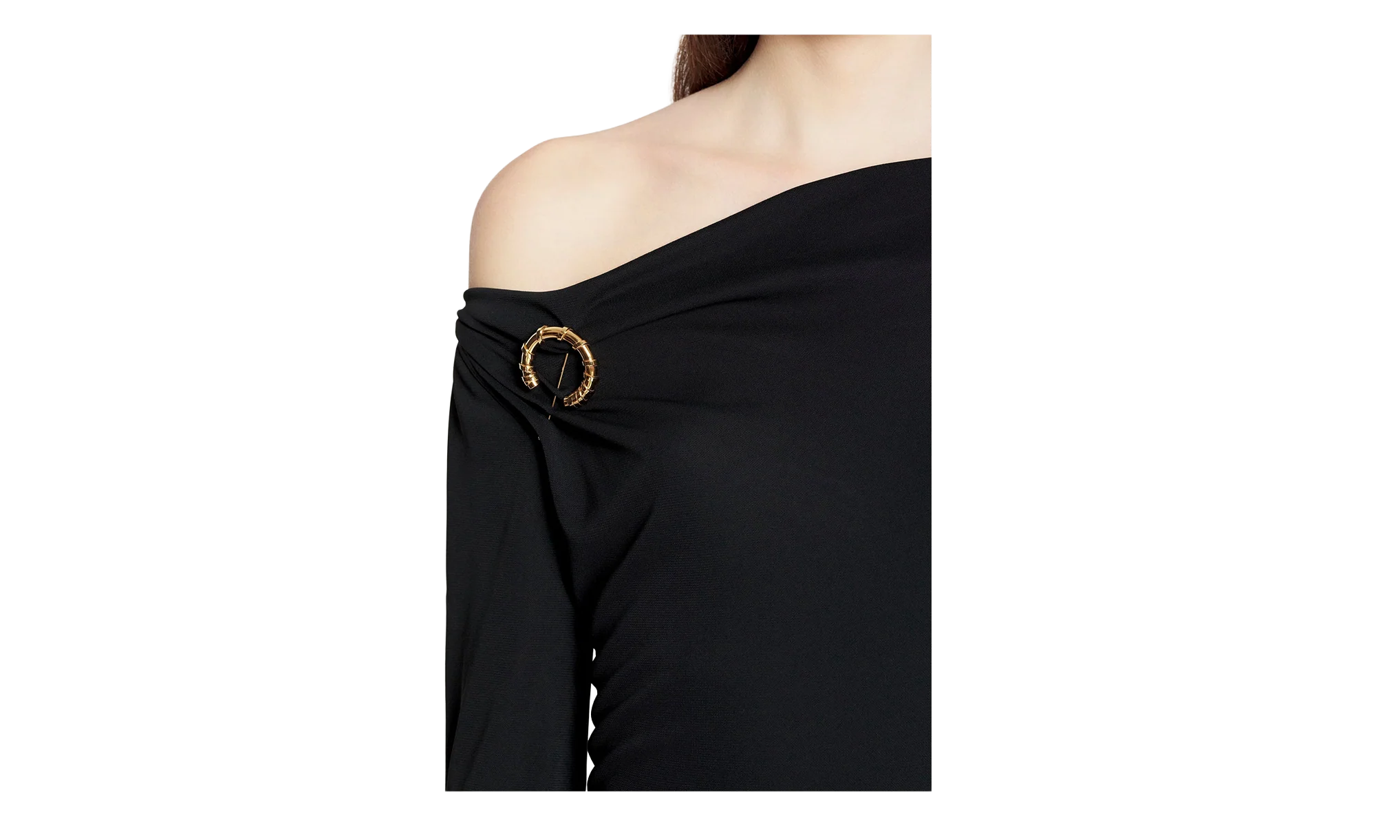 DRAPED MIDI DRESS WITH BROOCH "Black" RW DR0004 4792 P23_10