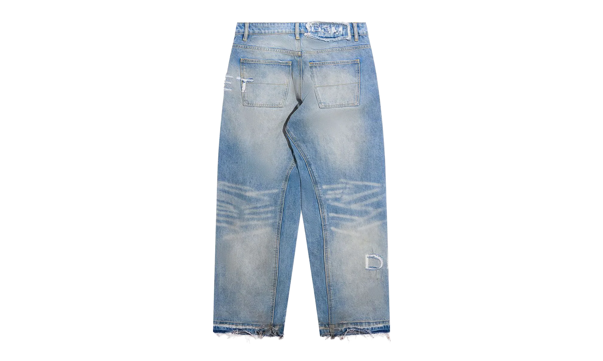 Distressed Stencil Denim "Washed Indigo" DSM S26 068
