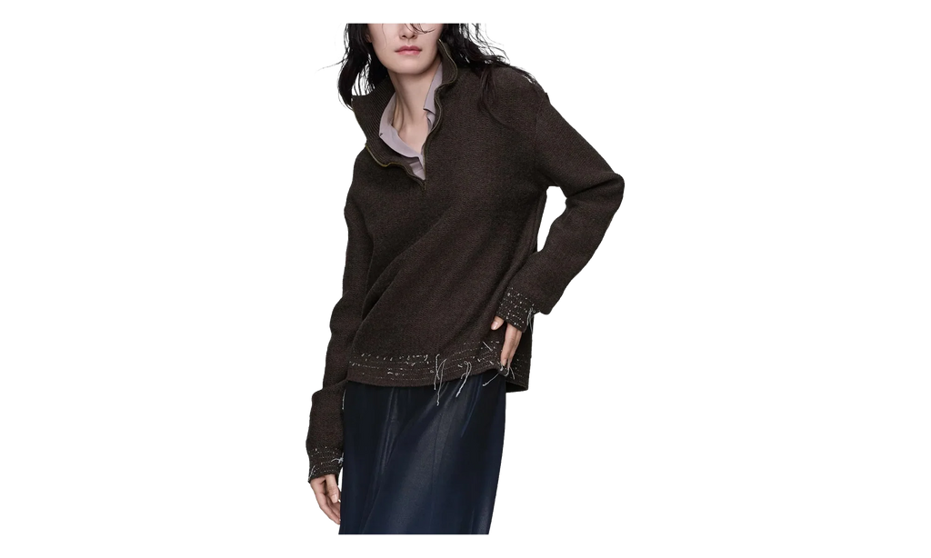 Wool Quarter-Zip Sweater WMNS "Brown" S51HL0040M13227143F
