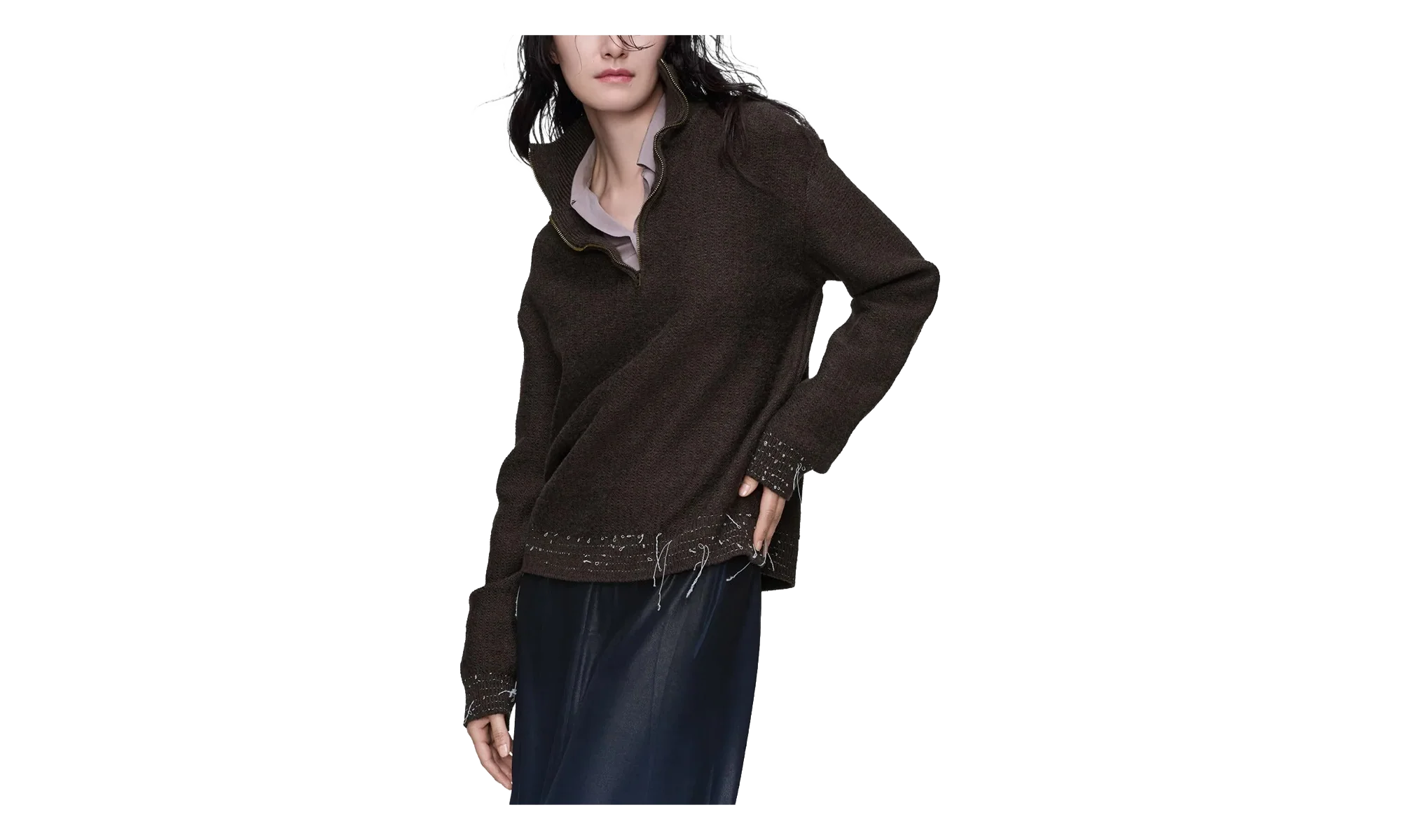 Wool Quarter-Zip Sweater WMNS "Brown" S51HL0040M13227143F