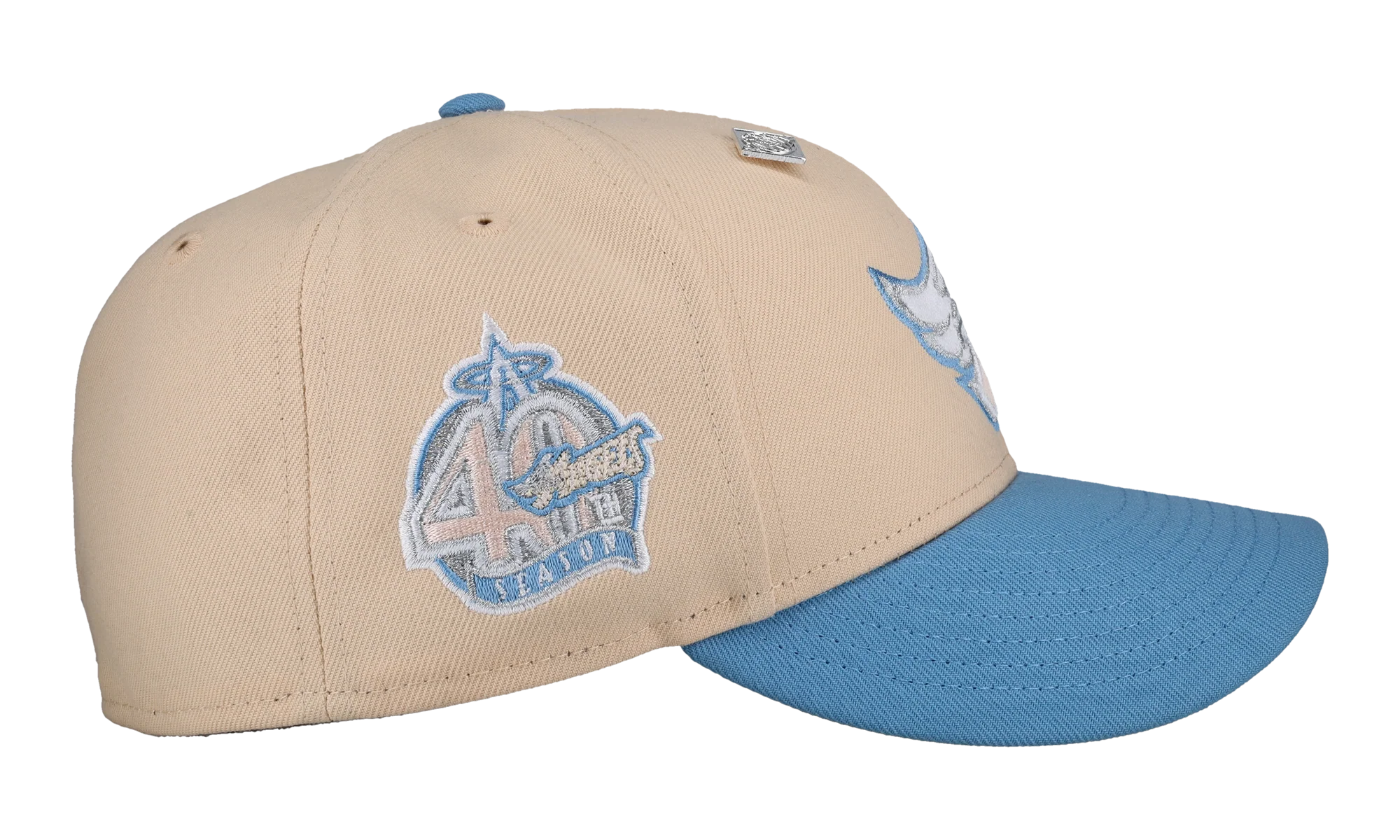 59FIFTY Anaheim Angels 40th Anniversary Trippy Metallic Fitted Hat "Light Peach / Light Blue" NE412