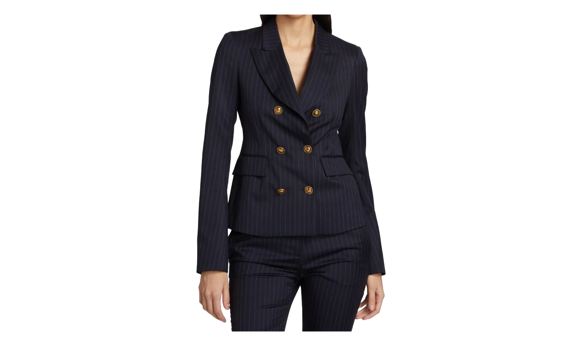 Pinstripe Double Breasted Blazer Suit Jacket "Navy" 0400022558453