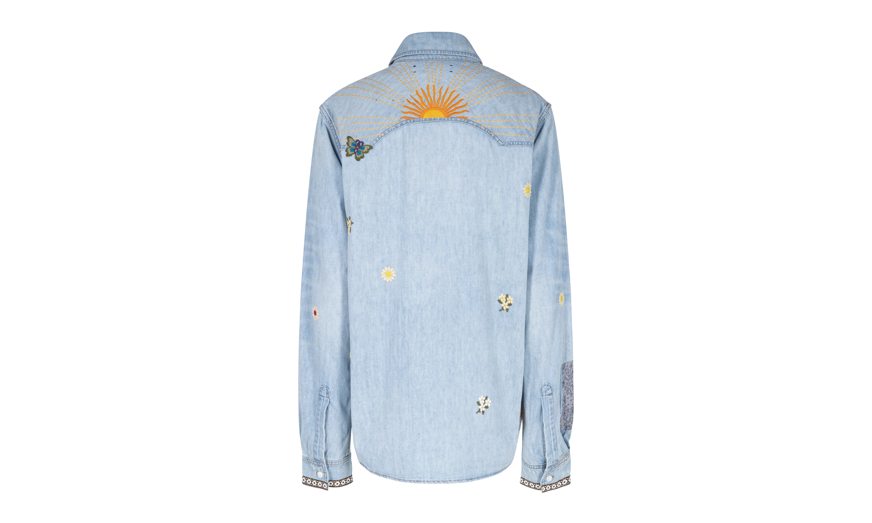 Crochet And Patch Denim Shirt "Blue" XTPS 0219