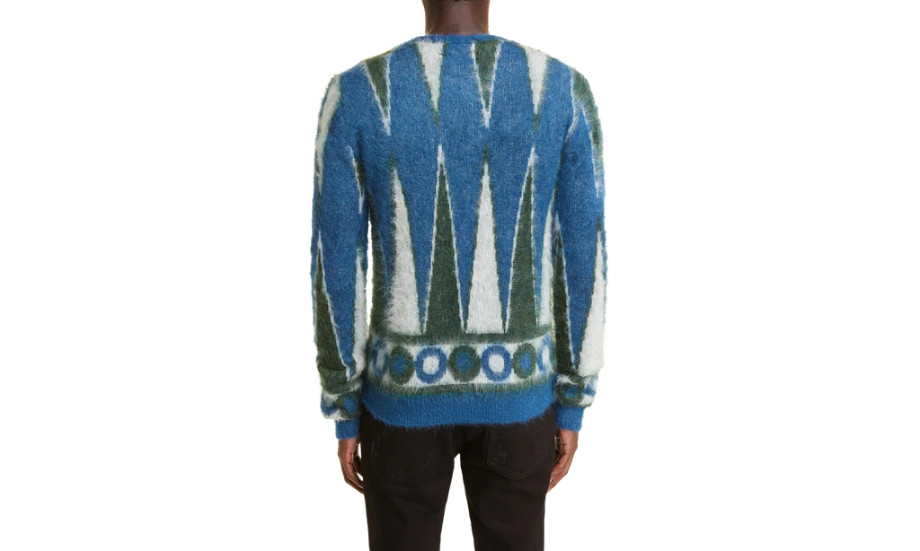 Backgammon Mohair-Blend Cardigan "Green / White" MKC008 344