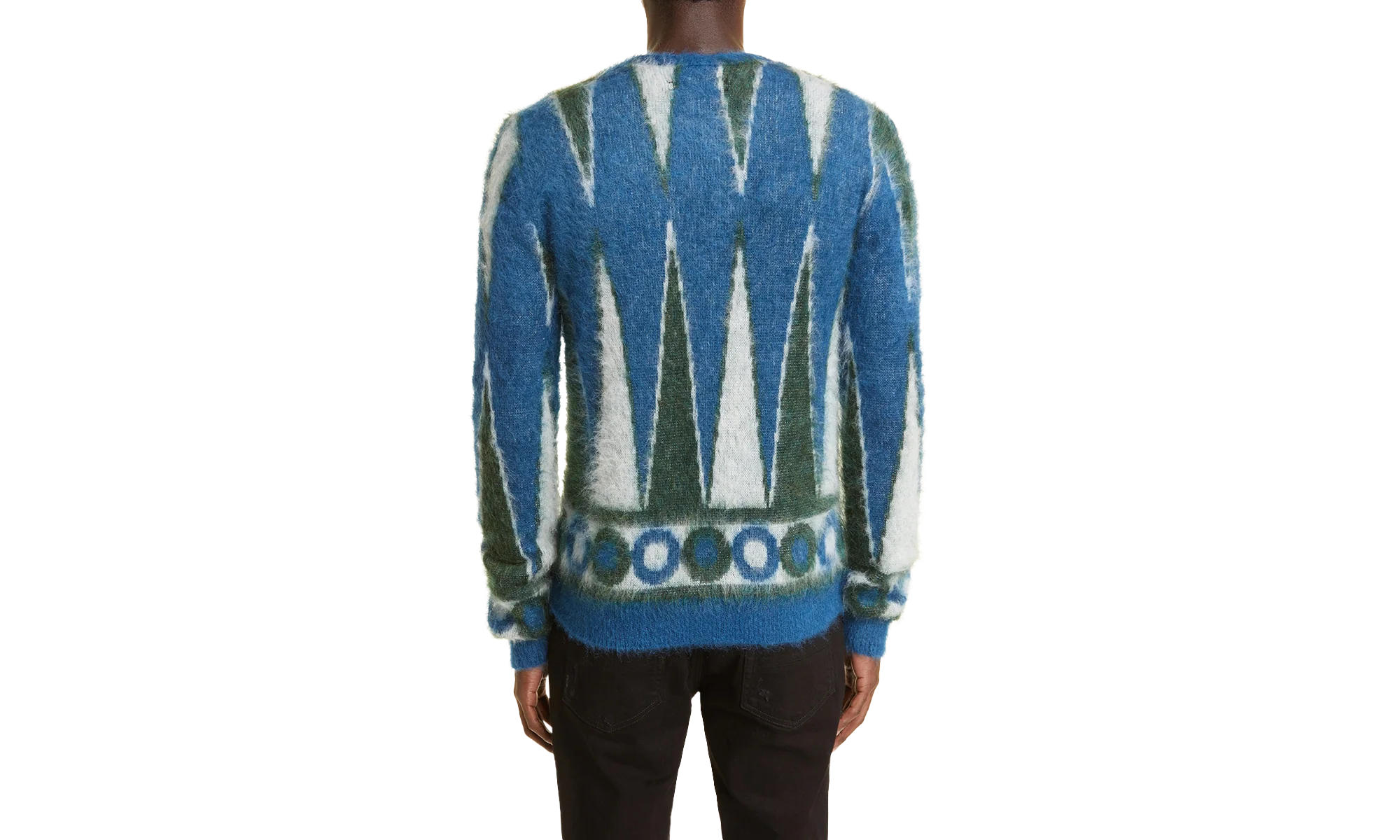 Backgammon Mohair-Blend Cardigan "Green / White" MKC008 344