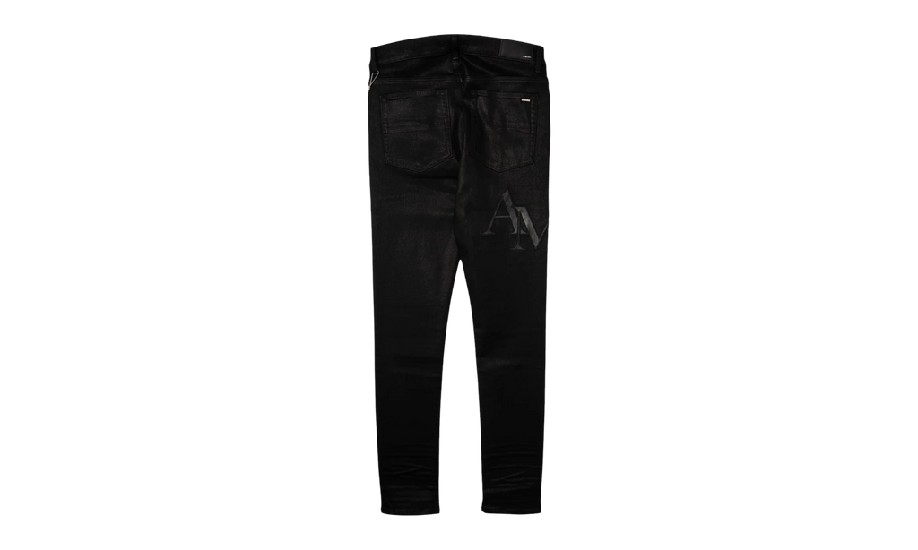 Staggered Leather Patch Jeans "Waxed Black" AWNSY1084 001