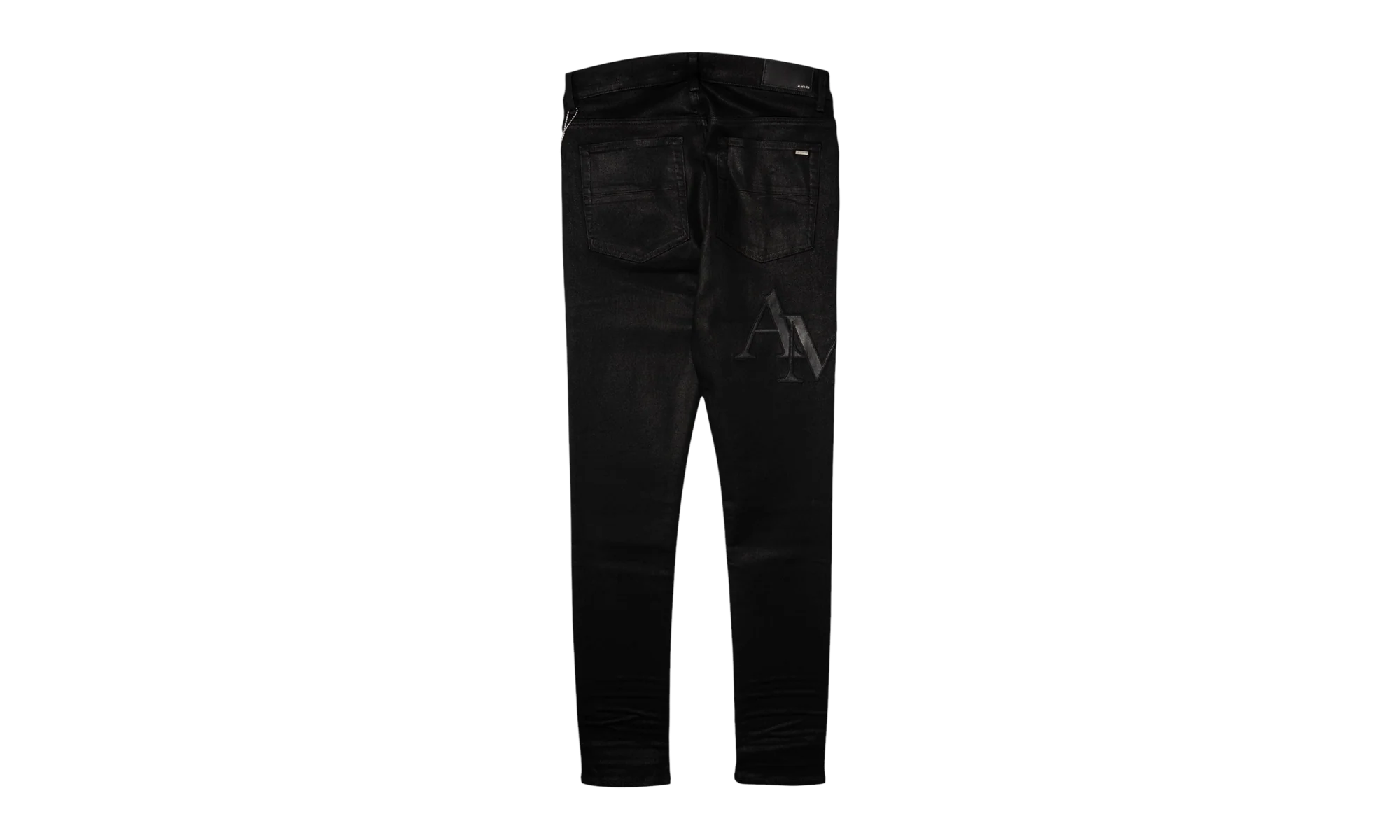 Staggered Leather Patch Jeans "Waxed Black" AWNSY1084 001