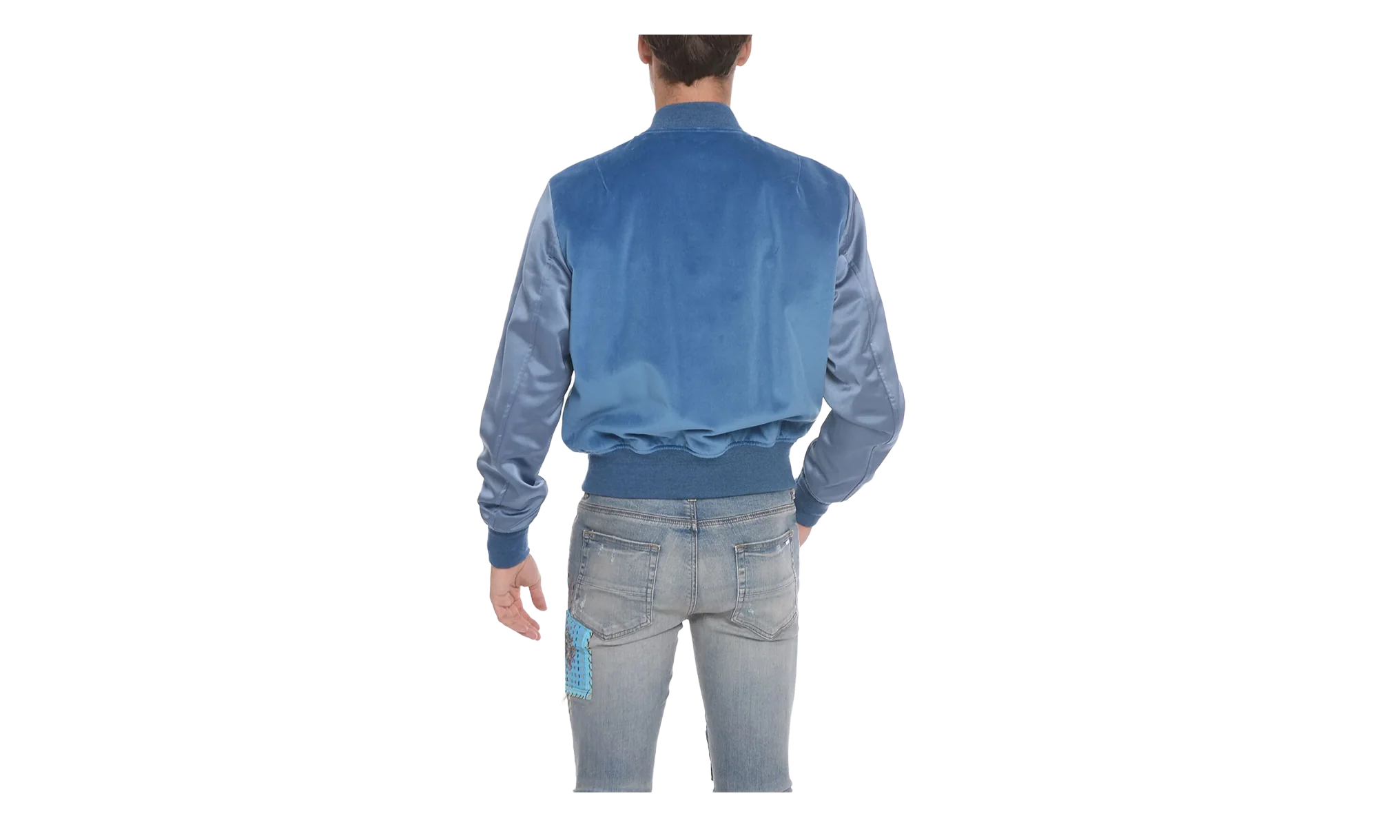 Velvet Satin Bomber Jacket "Blue" MOS017 420