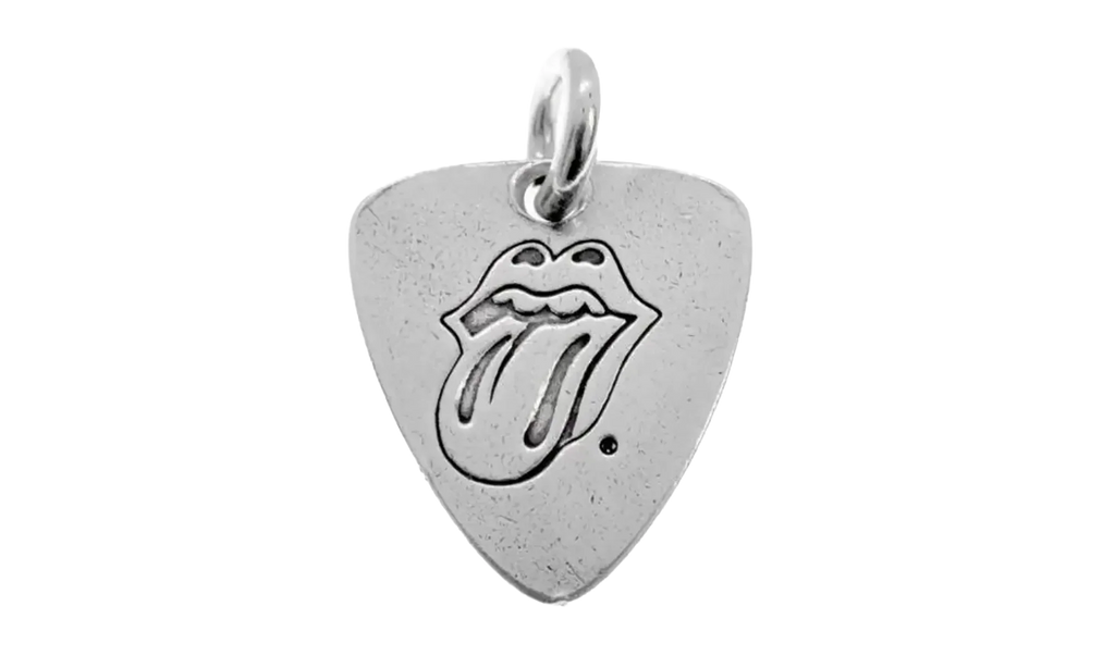 stones lip tongue Guitar Pick Charm & Ball Chain "Silver" CHRM0735