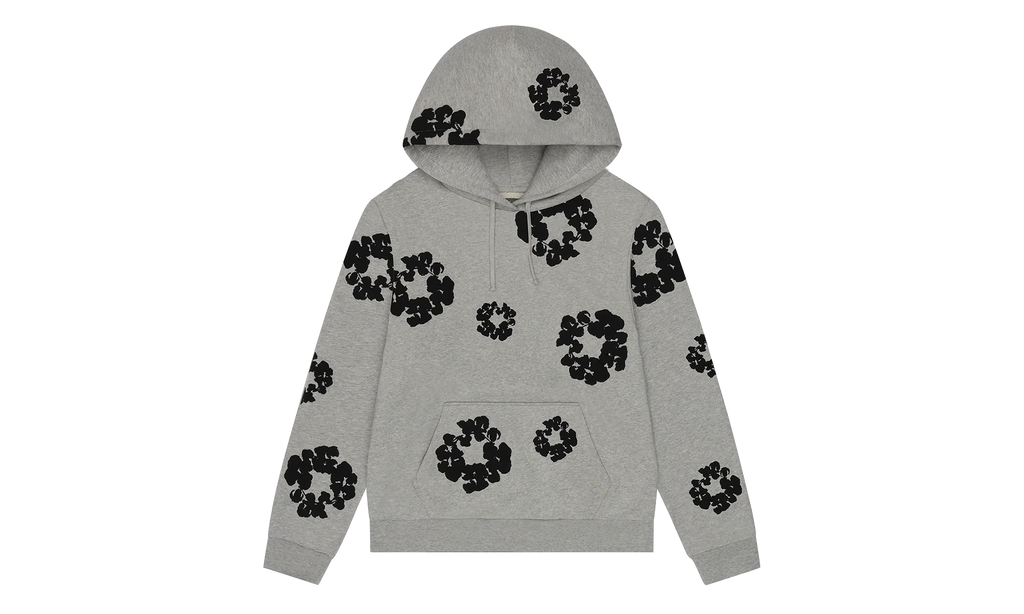 Black Cotton Wreath Hoodie "Grey" DT352