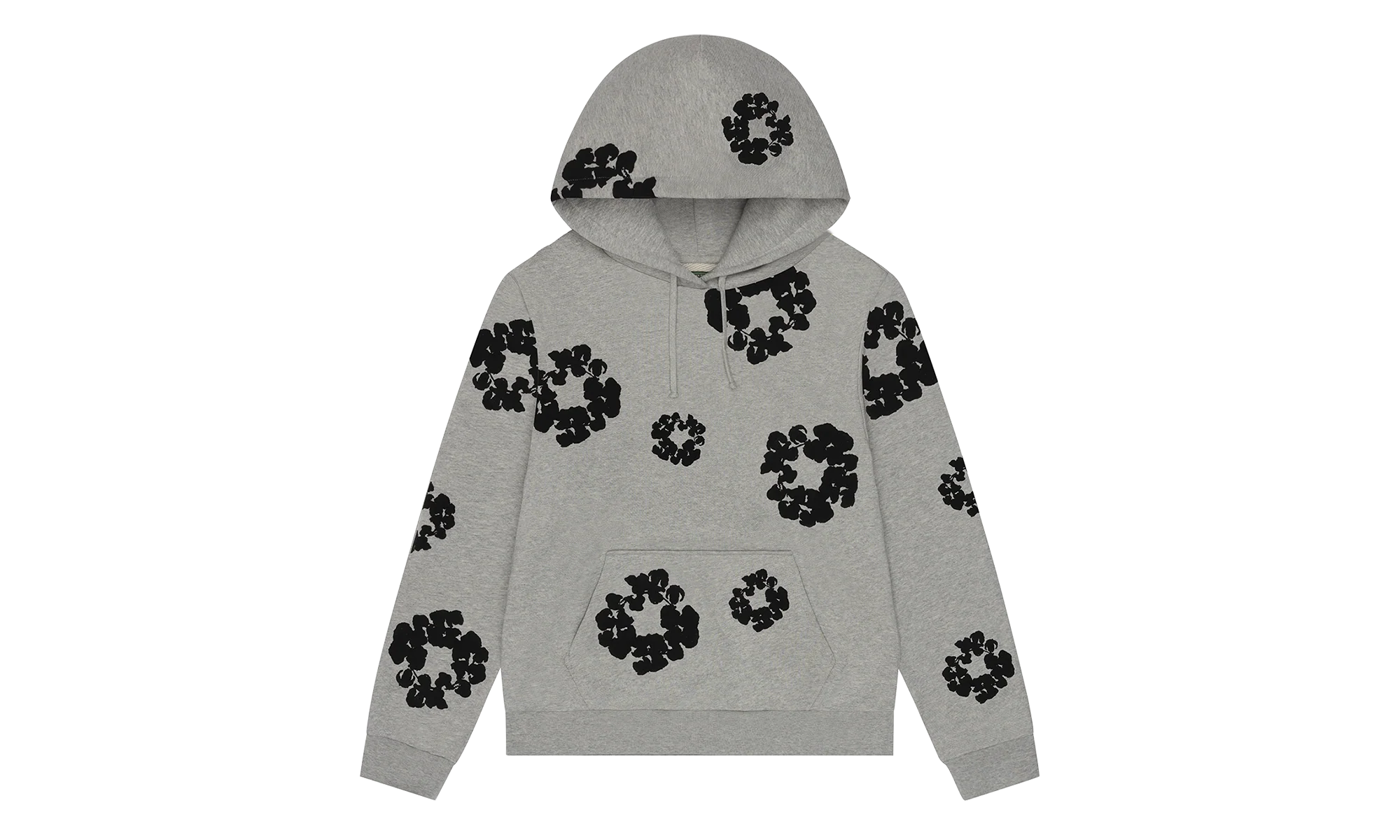 Black Cotton Wreath Hoodie "Grey" DT352