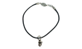 The Rolling Stones Diamond Lips Pendant Cord Bracelet "Black Silver" CHRM1124