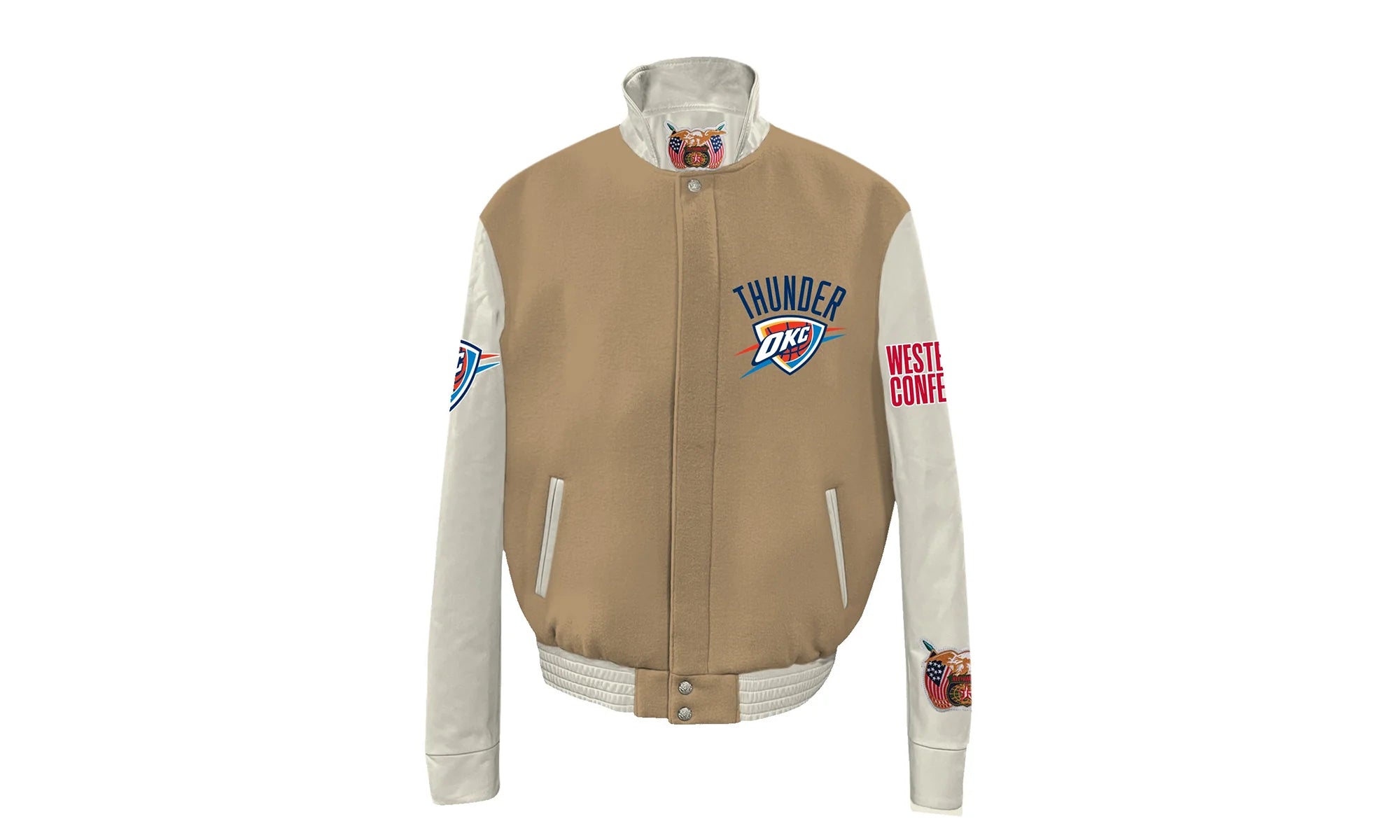 Oklahoma City Thunder Wool & Leather Varsity Jacket "Camel" NBA 004CAM OKC