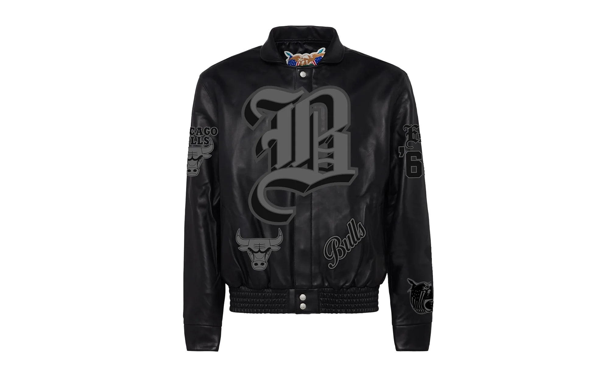 Chicago Bulls Leather Old English Varsity Jacket "Black" NBA CHI BUL 102