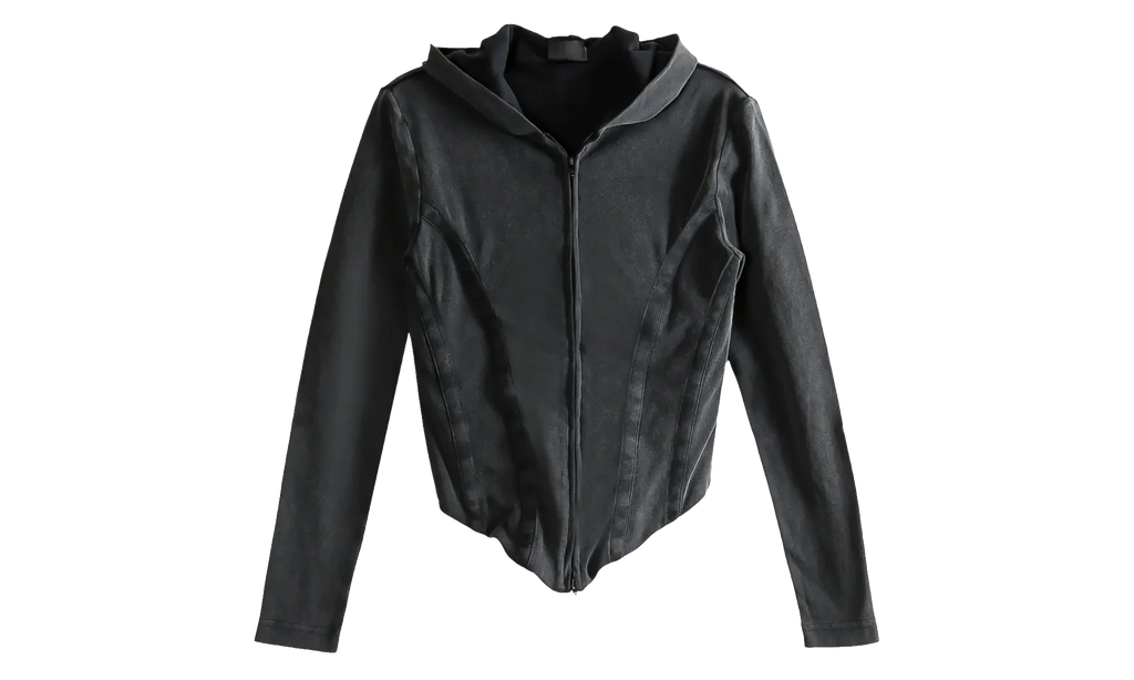 Corseted Zip-Up Hoodie WMNS "Washed Black" 850441 TTVF6 1055