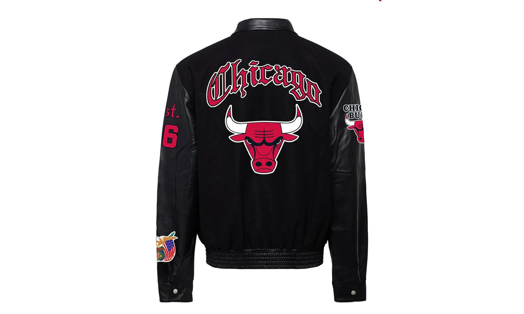 Chicago Bulls Wool & Leather Old English Varsity Jacket "Black" NBA CHI BUL 109