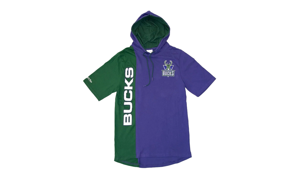 NBA Short Sleeve Split Hoodie "Milwaukee Bucks - Purple / Green" HDSSAJ19008 MBUPRGN
