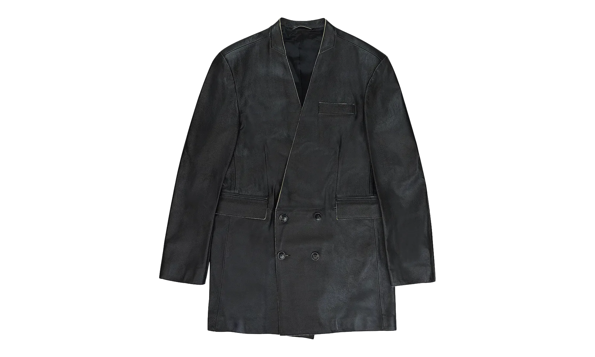 MARTINE ROSE LEATHER DOUBLE BREASTED LEATHER JACKET "BLACK" MRAW23521