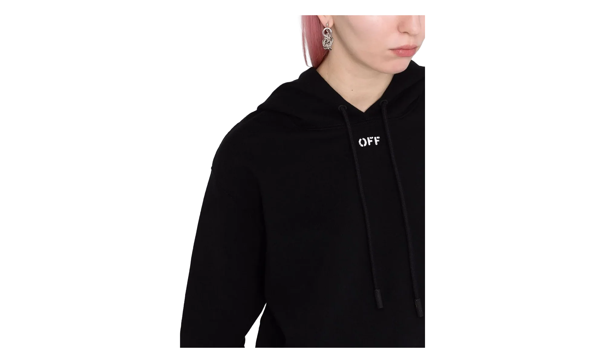 Off Stamp Cropped Hoodie WMNS "Black" OWBB016C99JER0011001