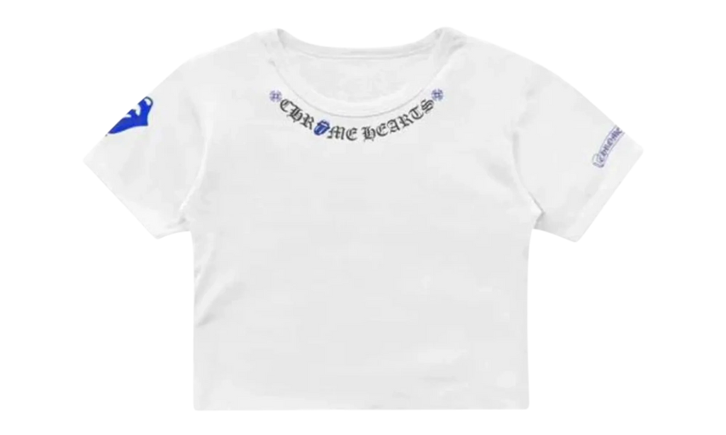 ROLLING STONES BLUE NECK LOGO CROPPED Tee "White" CHRM0782