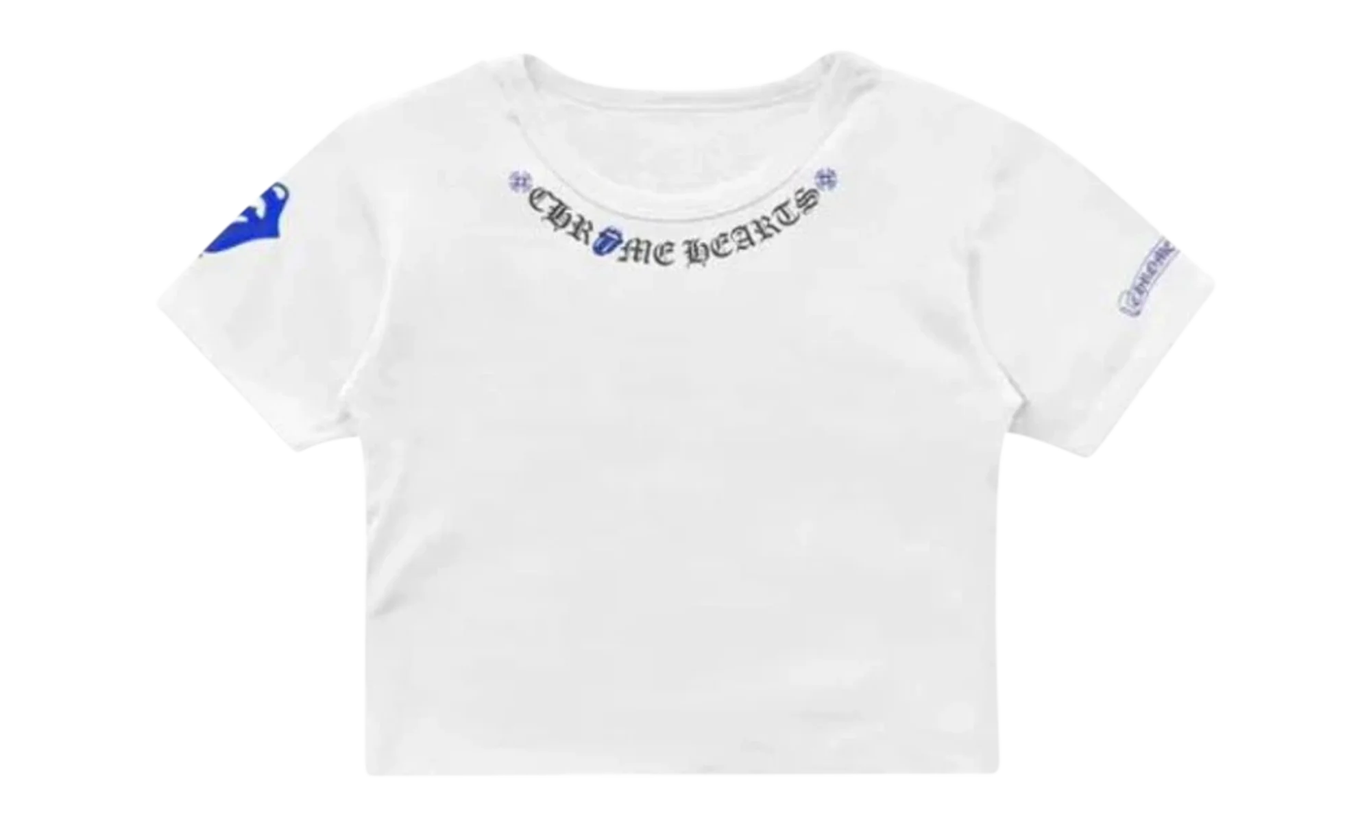 ROLLING STONES BLUE NECK LOGO CROPPED Tee "White" CHRM0782