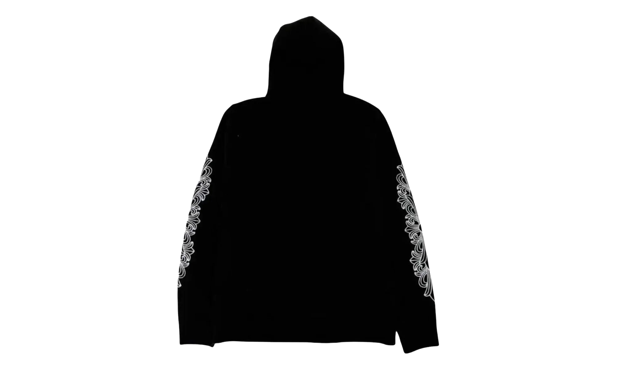 Cashmere Embroidered Floral Sleeve Pullover Hoodie "Black" CHRM1012