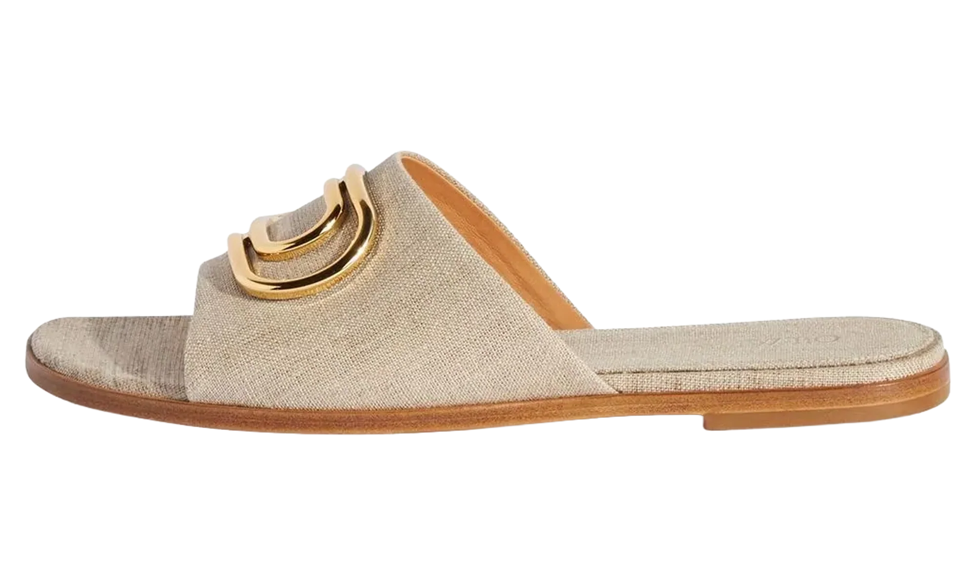 Gold Paperclip Linen Slide WMNS "Beige" OWIC015S23FAB0026176
