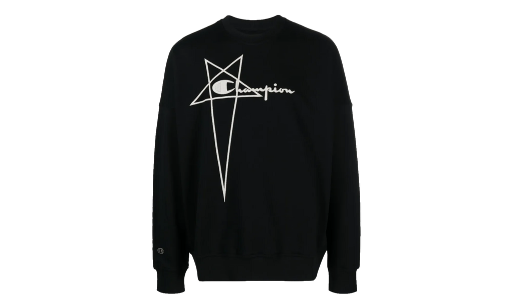 Rick Owens x Champion Pentagram Logo Crewneck "Black" CM02C9225 CHFE09