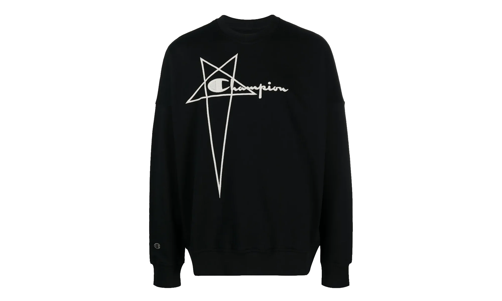 Rick Owens x Champion Pentagram Logo Crewneck "Black" CM02C9225 CHFE09
