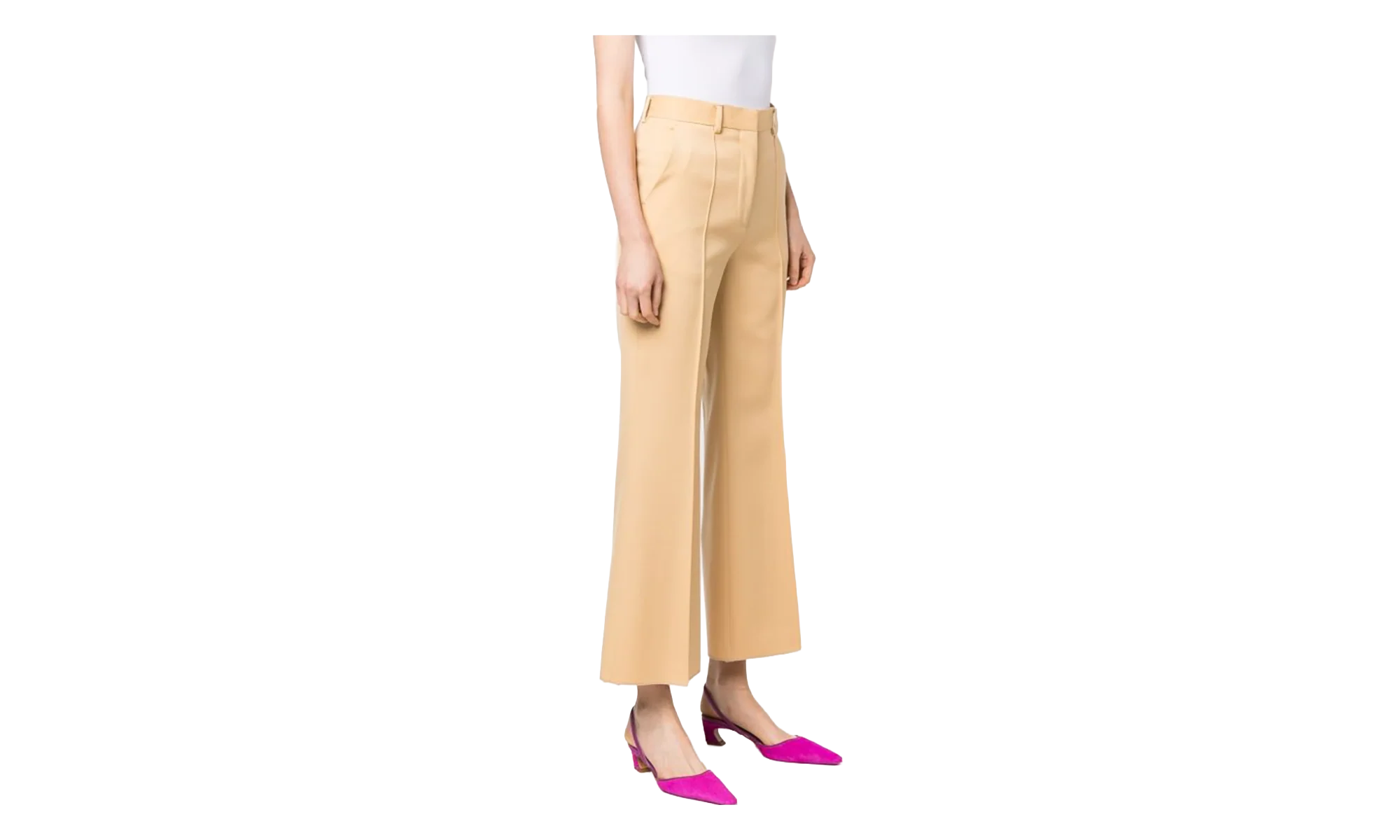 VIRGIN WOOL FLARED TROUSERS "EGGSHELL" RW TR0014 4885 P23 004