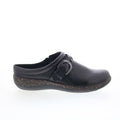 Aetrex Libby DM200 Womens Black Leather Slip On Clogs Flats Shoes