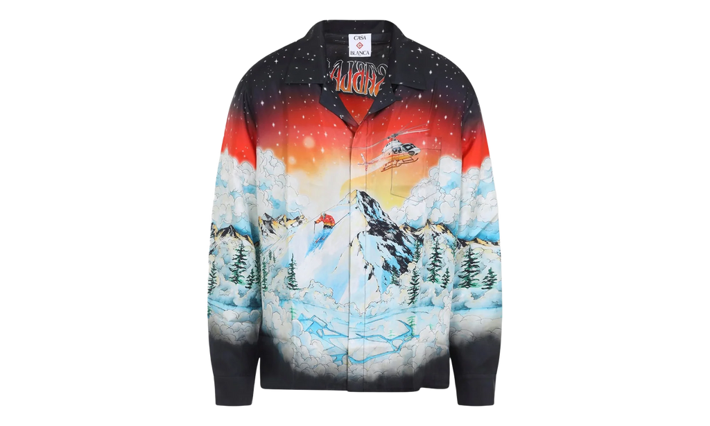 Cuban Collar Long-Sleeve Shirt "Ski Lake" M AW25 SH 006 06 EX SKI SKI