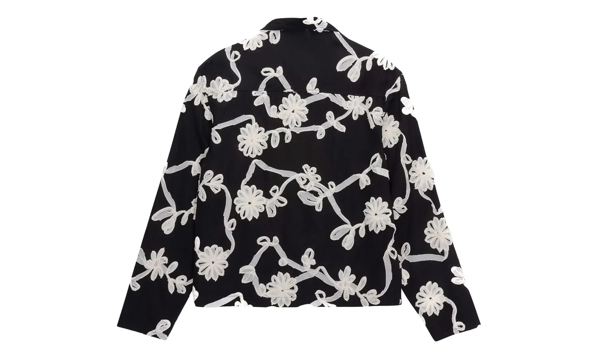 Floral Ribbon Button Up Shirt "Black" HTG260147 BLK