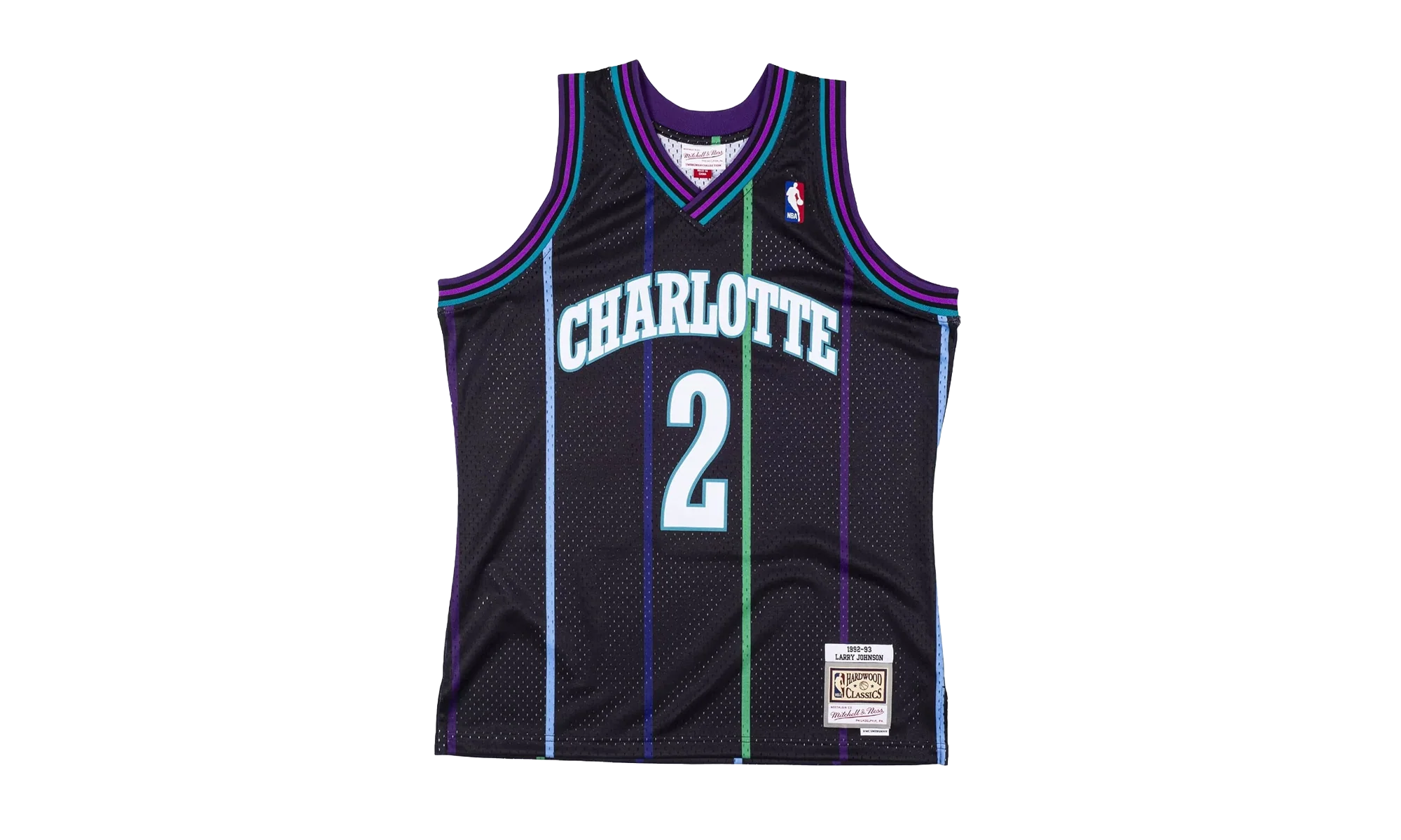 NBA Larry Johnson Reload Swingman Jersey "1992 Charlotte Hornets - Black" SMJYCP19277 CHOBLCK92LJO