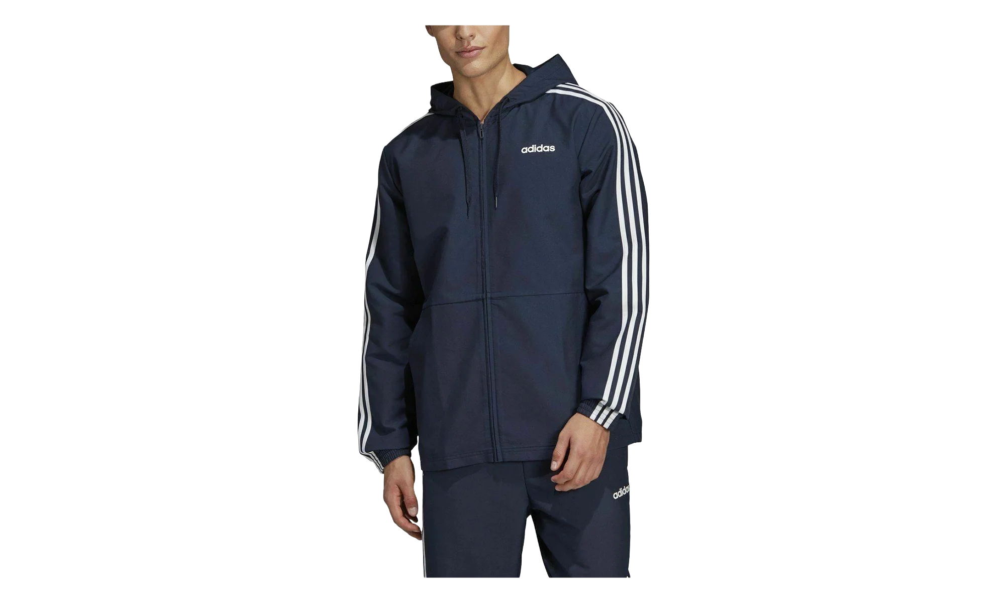 Essentials 3-Stripes Woven Windbreaker Jacket "Navy Blue" DU0461