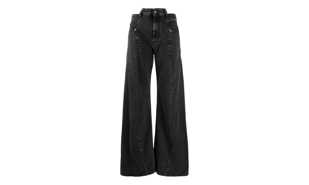 5 Pockets Asymmetrical Waist Jeans "Medium Stone Black" S51LA0133S30496961