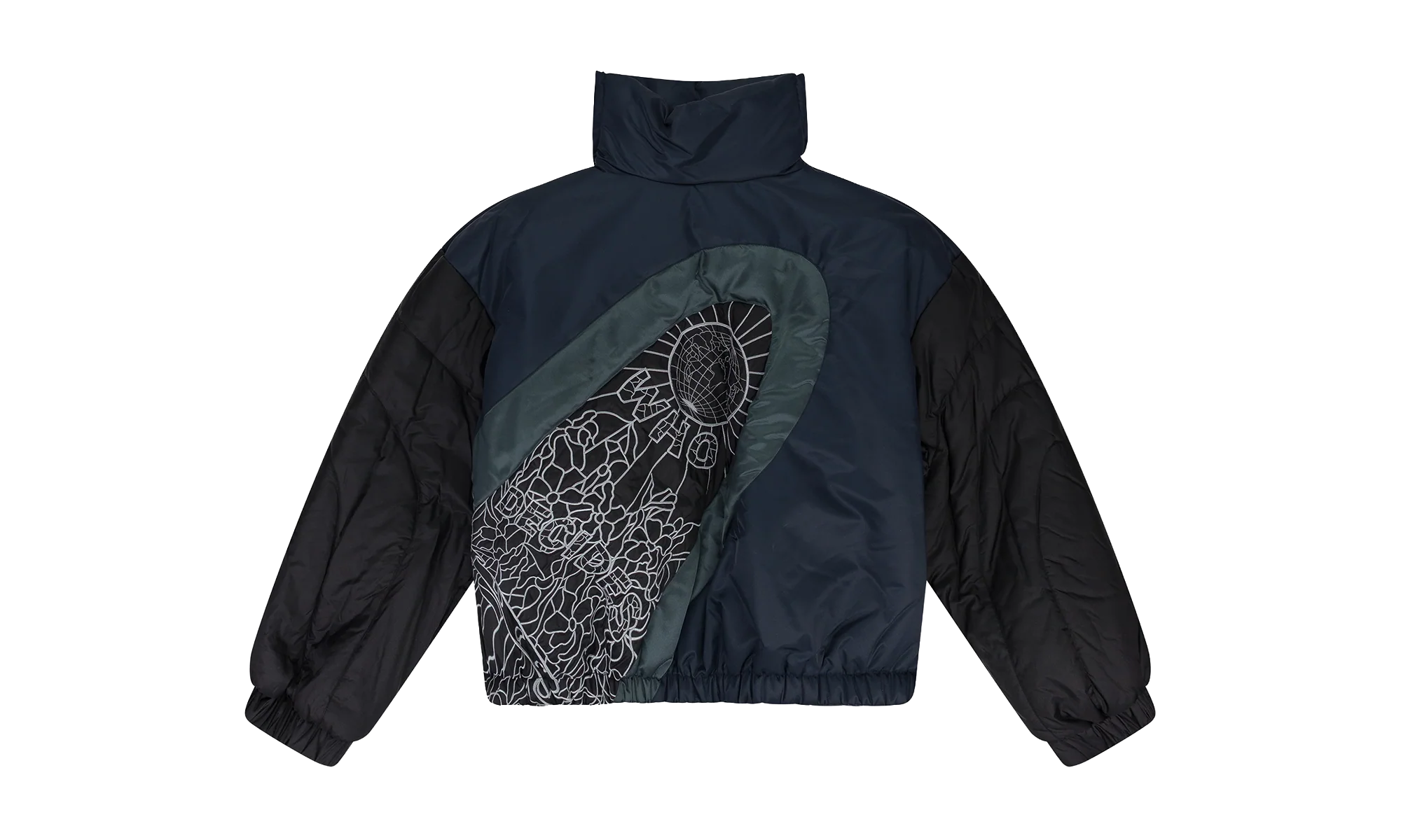 Diagonal Glass Puffer Jacket "Indigo" 11300910010AW23