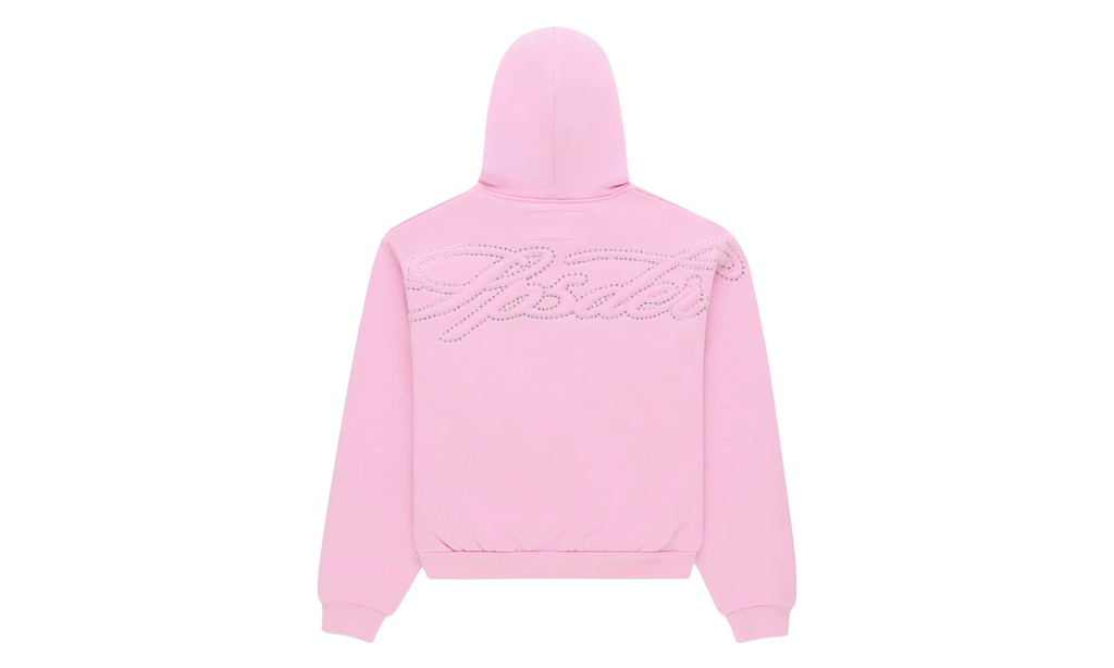 Rhinestone Script Zip Hoodie "Light Pink" SP5der349